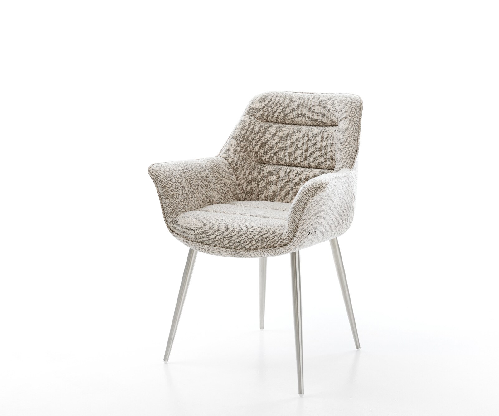 Esszimmerstuhl Kaira-Flex Webstoff Soft Beige 4-Fuß konisch Edelstahl
