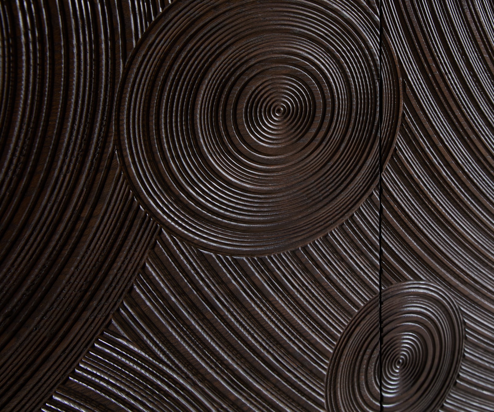 Sideboard Ashara 200 cm Esche Dunkelbraun 3D Effekt 4 Türen Kufe Edelstahl gebürstet 2 Sideboard Ashara 200 cm Esche Dunkelbraun 3D Effekt 4 Türen Kufe Edelstahl gebürstet 2