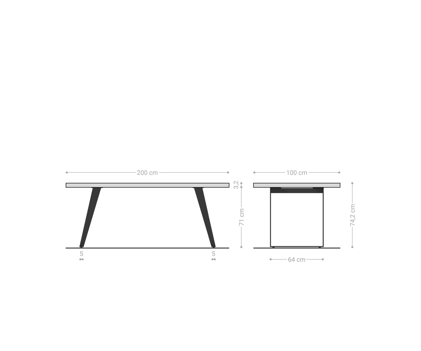 Esstisch Edge 200x100x2,5-3 Eiche Natur Edelstahl Schräg Live-Edge 9