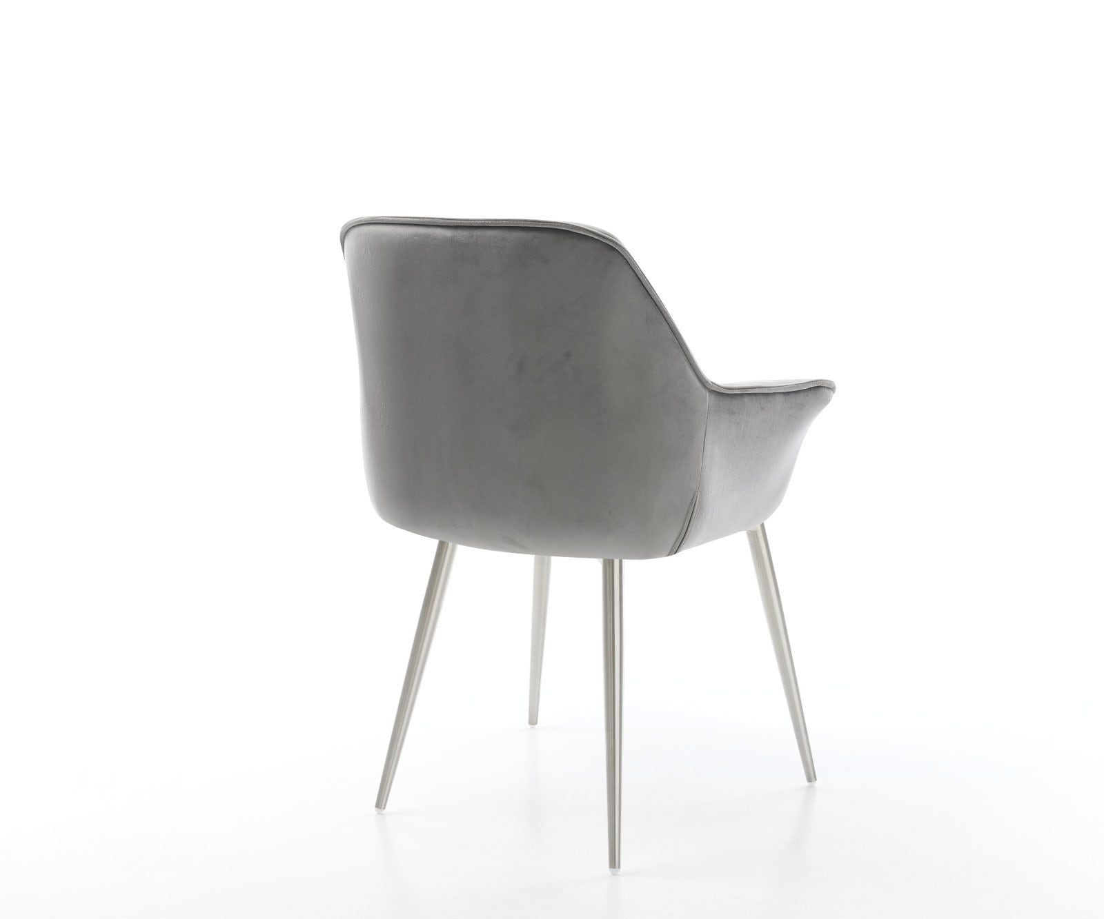 Esszimmerstuhl Keila-Flex mit Armlehnen Samt Grau 4-Fuß konisch Edelstahl 5