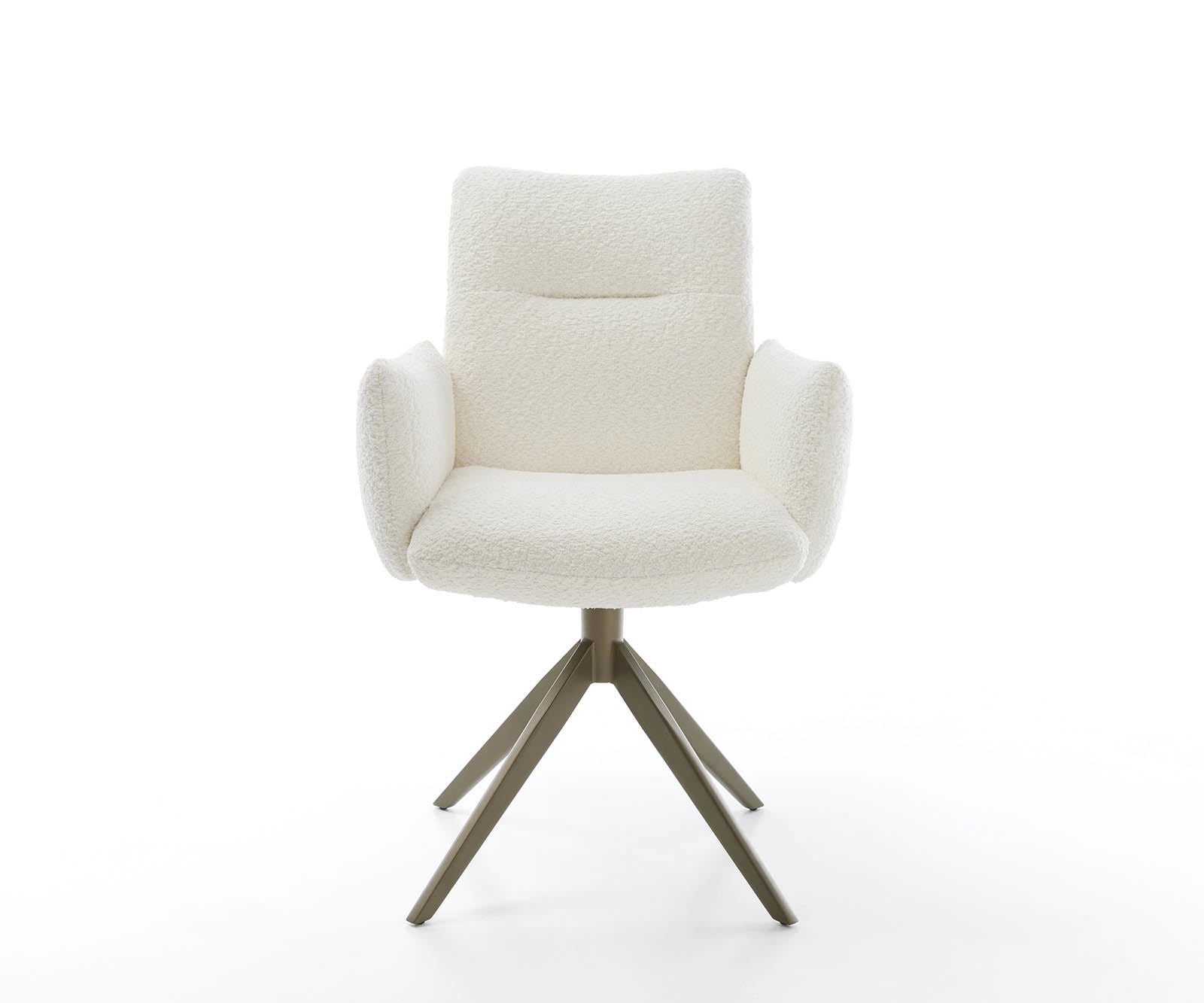 Drehstuhl Jova-Flex mit Armlehnen Bouclé Weiß Kreuzgestell breit Effektfinish Titan 360° drehbar Taschenfederkern 1 Drehstuhl Jova-Flex mit Armlehnen Bouclé Weiß Kreuzgestell breit Effektfinish Titan 360° drehbar Taschenfederkern 1