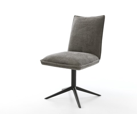 Chaise-pivotante Lelio-Flex bouclé doux couleur boue pied de chaise 4 branches noir pivotement sur 360° fonction bascule resorts ensachés