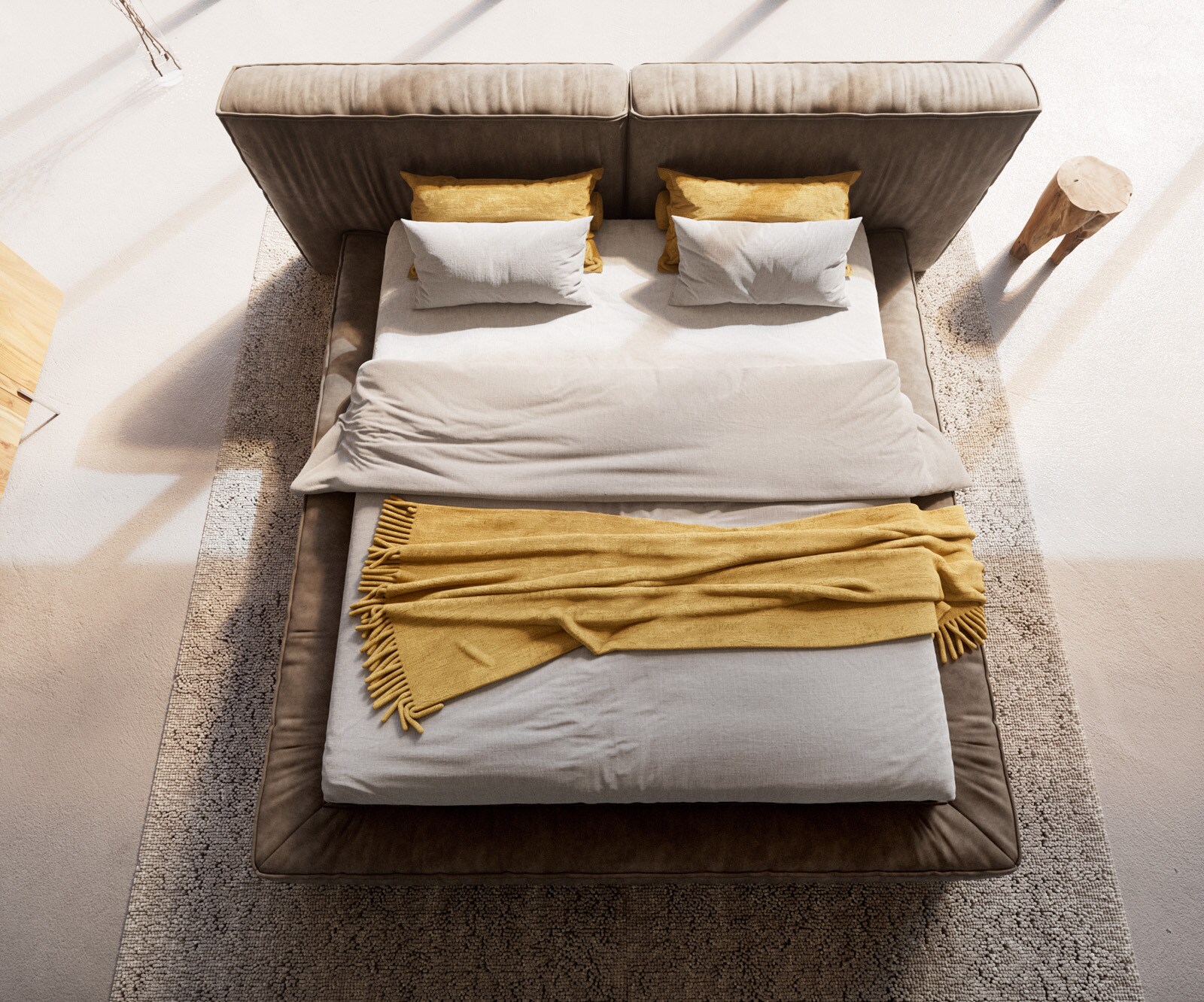 Polsterbettgestell Coperti 180x200 cm Mikrofaser Taupe Vintage 5