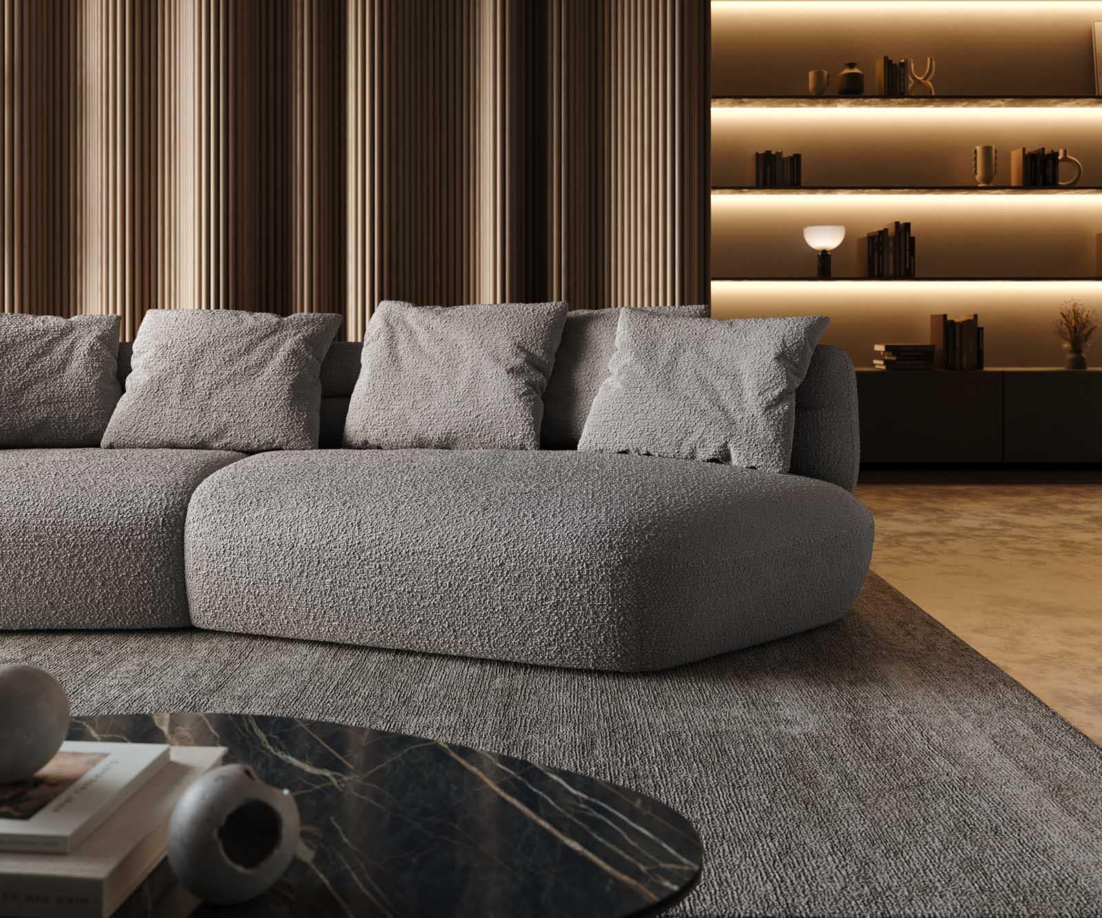 Sofa Roya 320x140 cm Bouclé Silbergrau 4 Sofa Roya 320x140 cm Bouclé Silbergrau 4