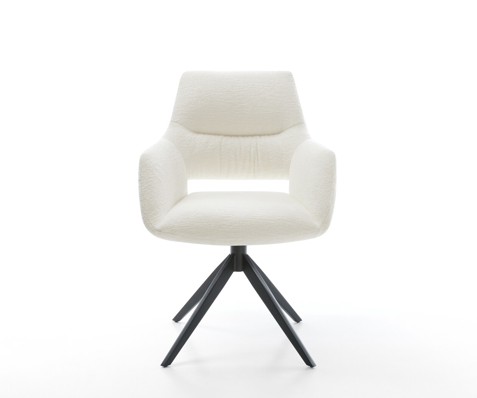Chaise-pivotante Yago-Flex avec accoudoirs bouclé doux beige pied croisé large noir pivotement sur 360° fonction bascule resorts ensachés 1