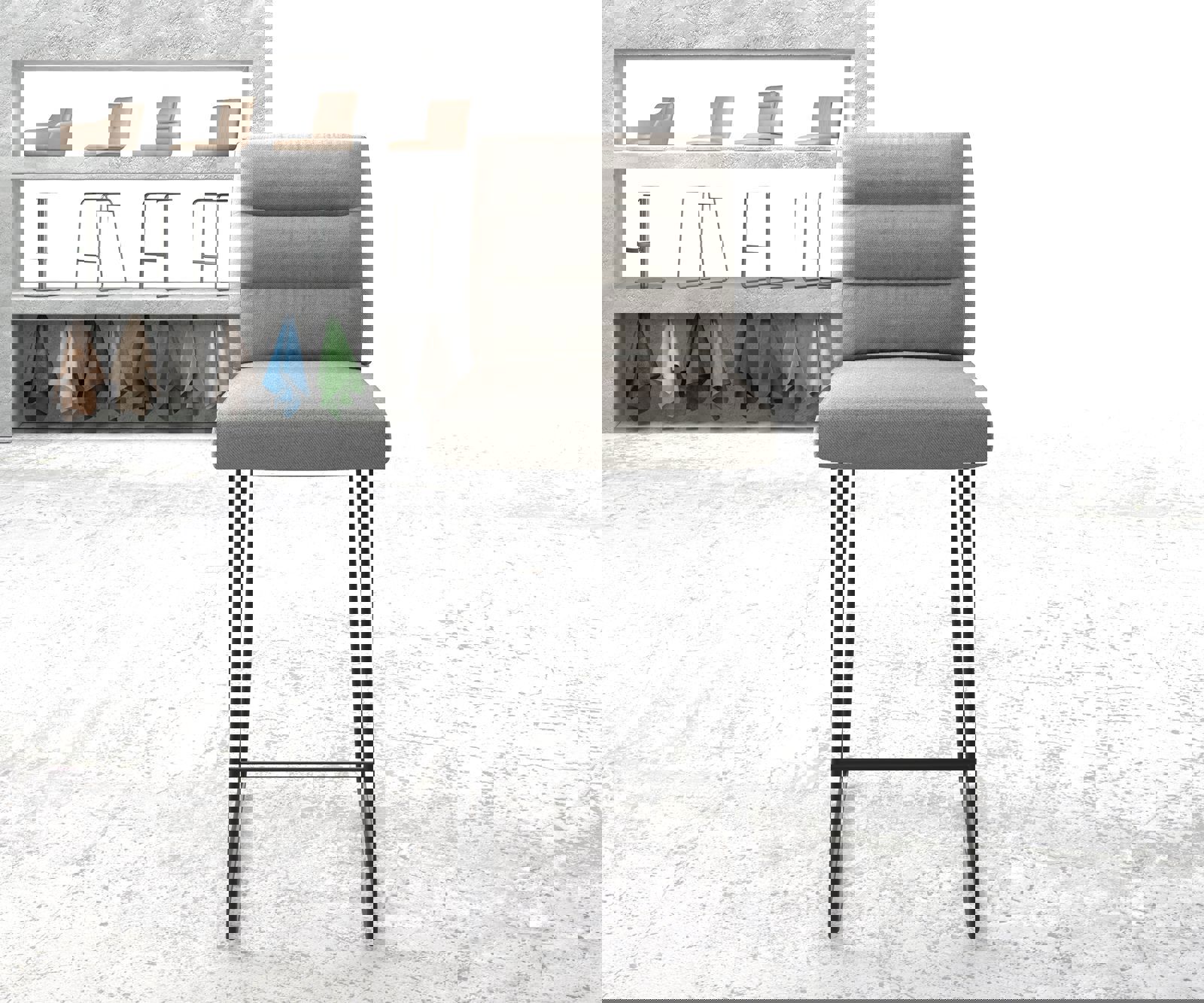 Barstuhl Pela-Flex Stripes Hellgrau Kufengestell Metall 1 Barstuhl Pela-Flex Stripes Hellgrau Kufengestell Metall 1