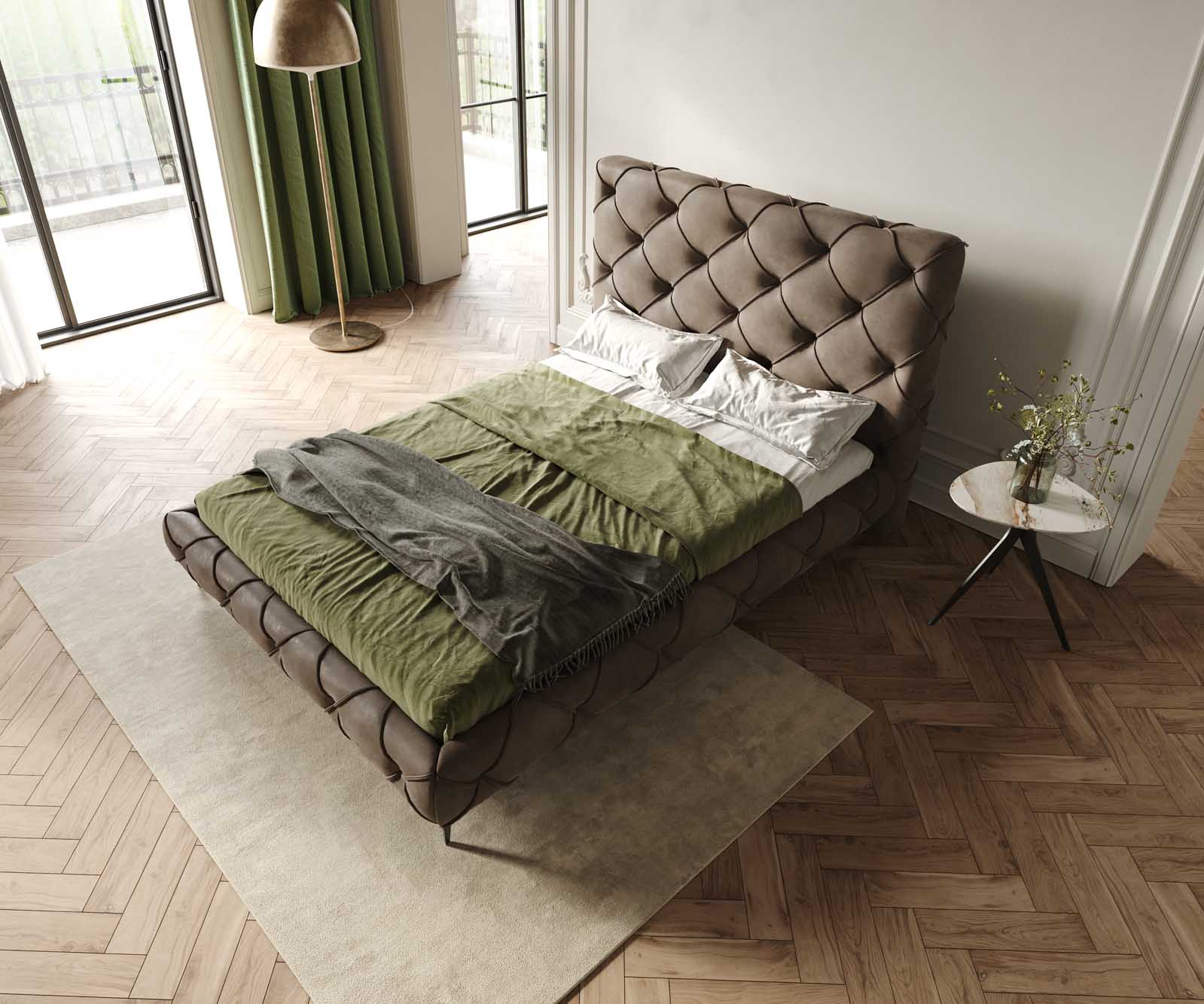 Polsterbettgestell Nayara 140x200 cm Mikrofaser Taupe Vintage 3 Polsterbettgestell Nayara 140x200 cm Mikrofaser Taupe Vintage 3