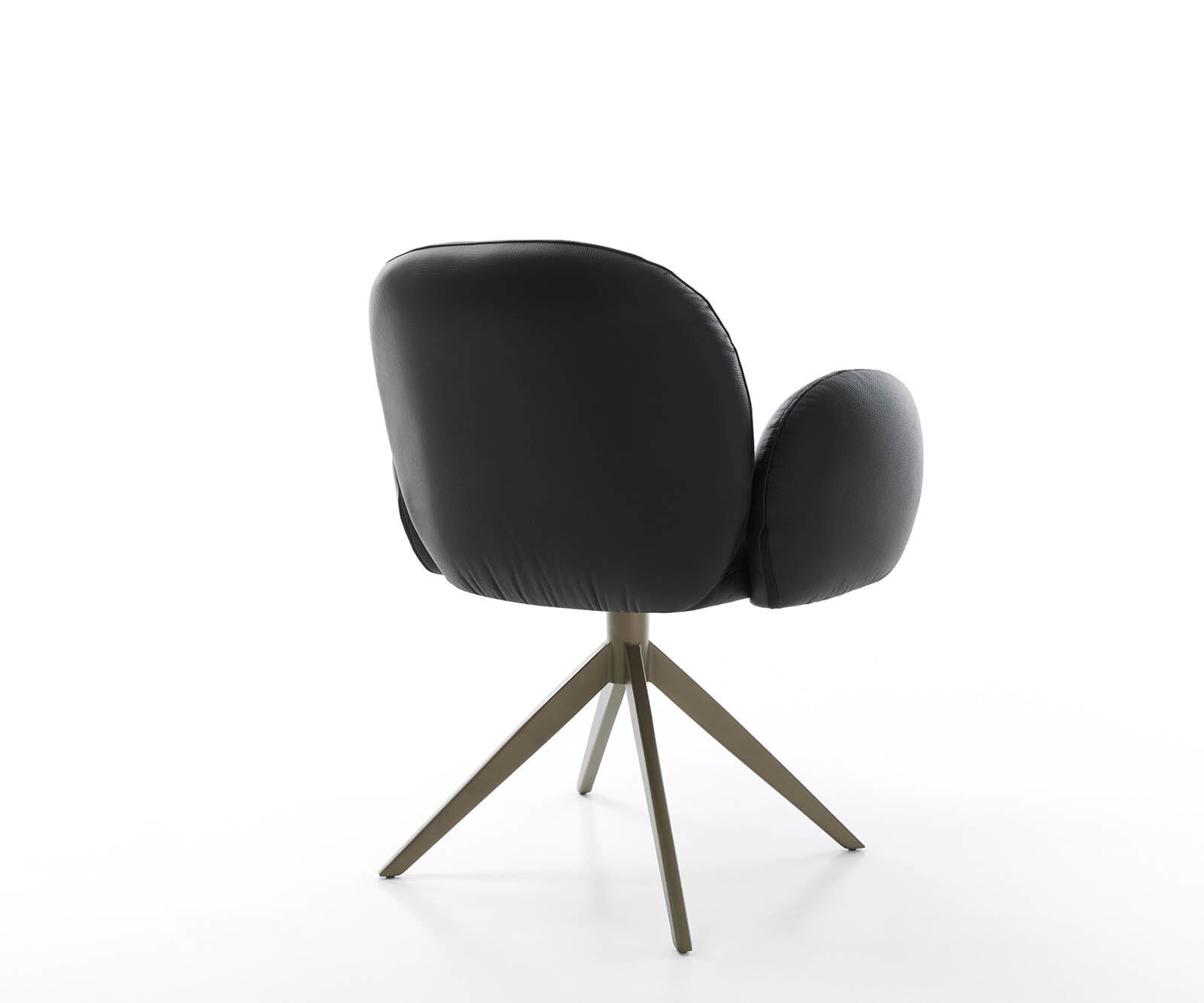 Drehstuhl Nube-Flex mit Armlehnen Echt-Leder Schwarz Kreuzgestell breit Effektfinish Titan 360° drehbar Taschenfederkern 5