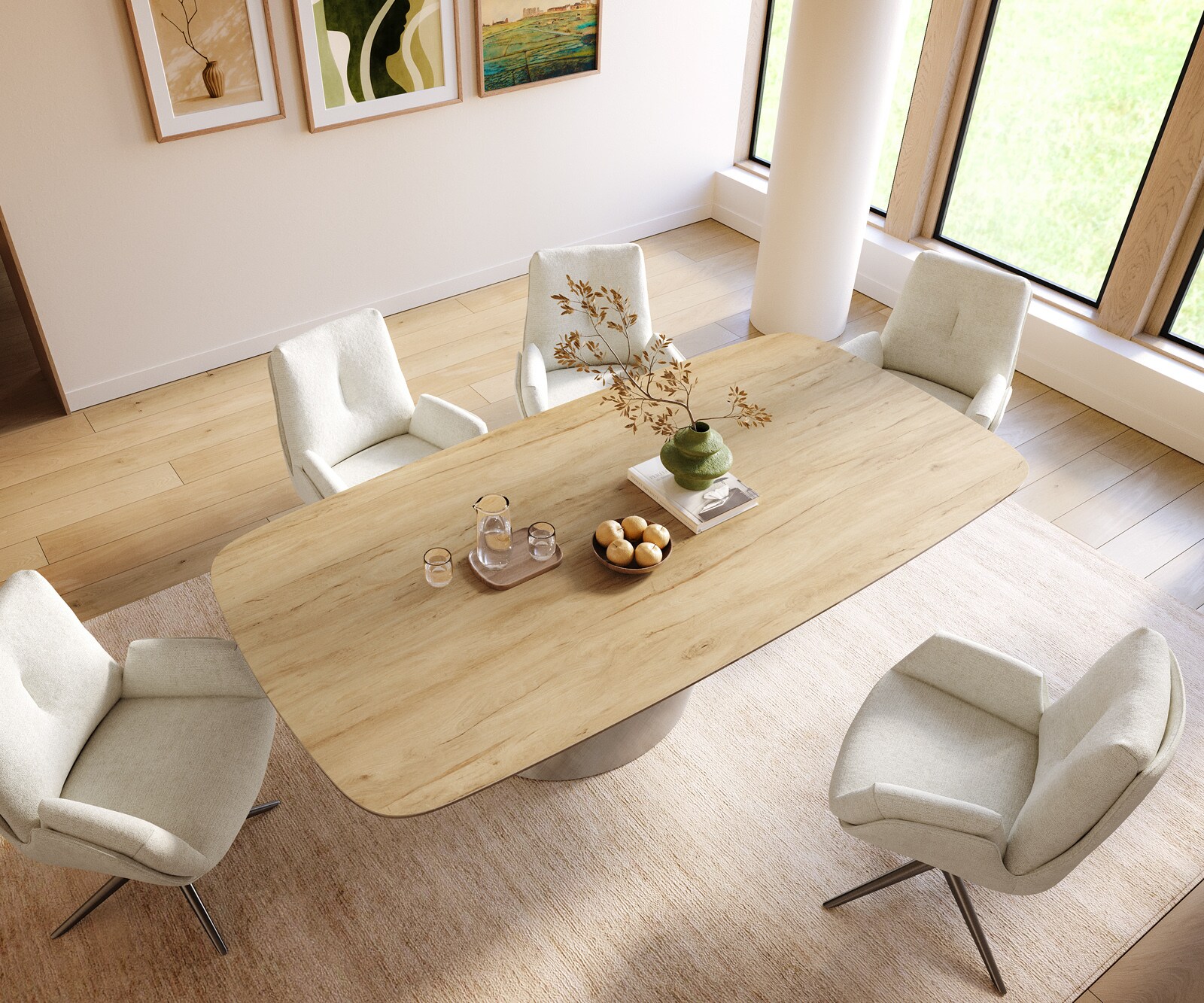 Esstisch Edge Boot 240x120 cm Keramik Laminam® Sabbia Eichefarbig Cono Metallic Silber 3