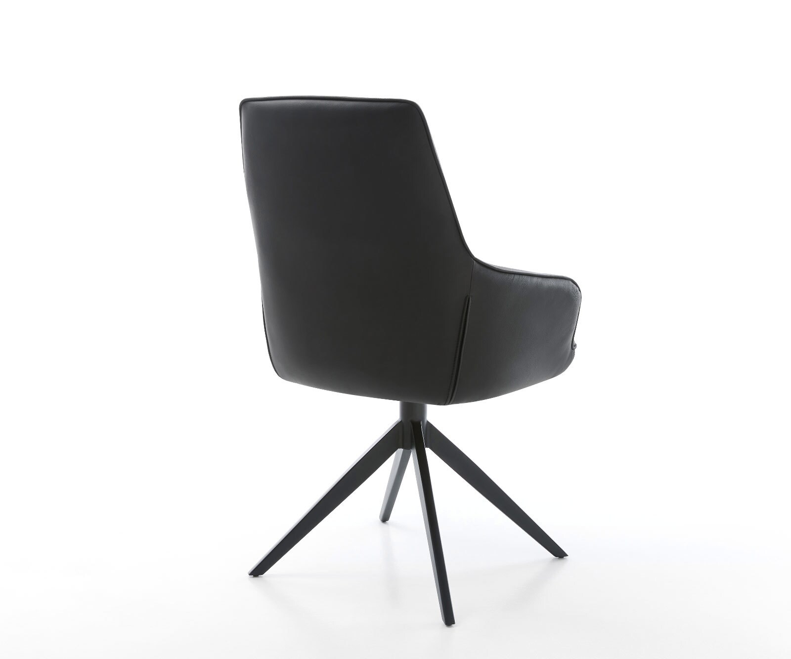 Chaise-pivotante Zelia-Flex cuir de vache noir pied croisé large noir pivotement sur 360° fonction bascule ressorts ensachés 4