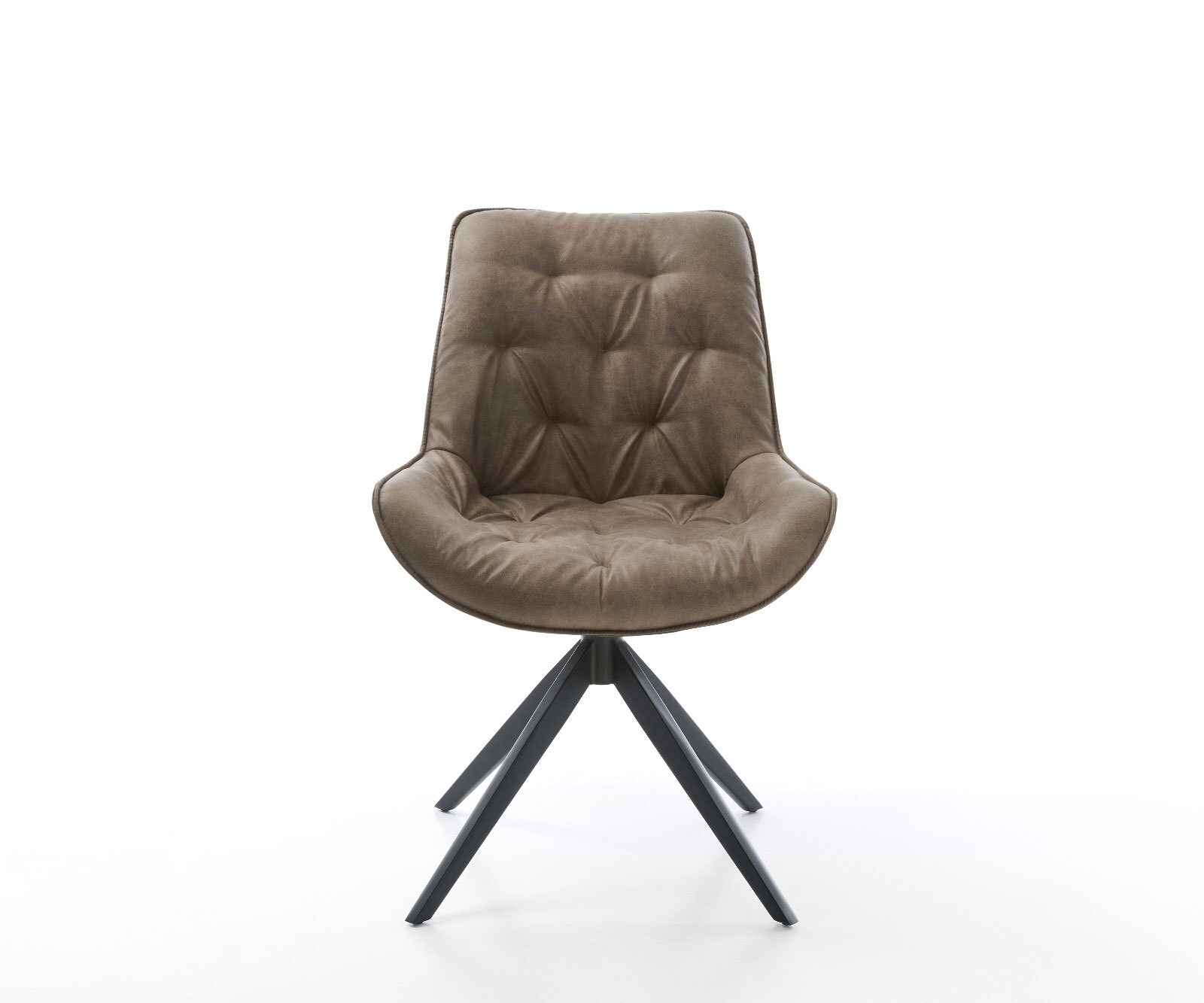 Chaise-pivotante Taimi-Flex microvelours taupe vintage pied croisé large noir pivotement sur 360° fonction bascule 1