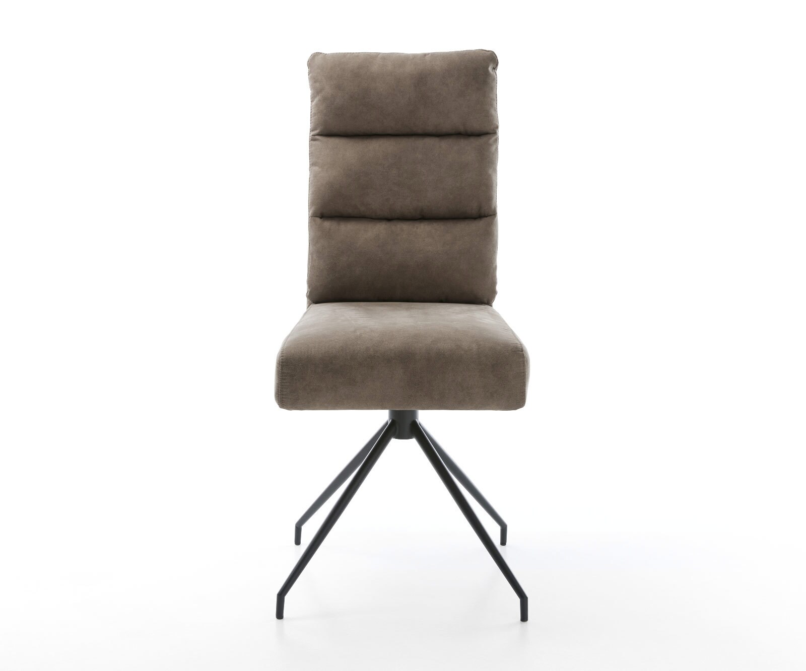 Chaise-de-salle-à-manger Pela-Flex microvelours taupe vintage pied croisé conique noir ressorts ensachés 1 Chaise-de-salle-à-manger Pela-Flex microvelours taupe vintage pied croisé conique noir ressorts ensachés 1