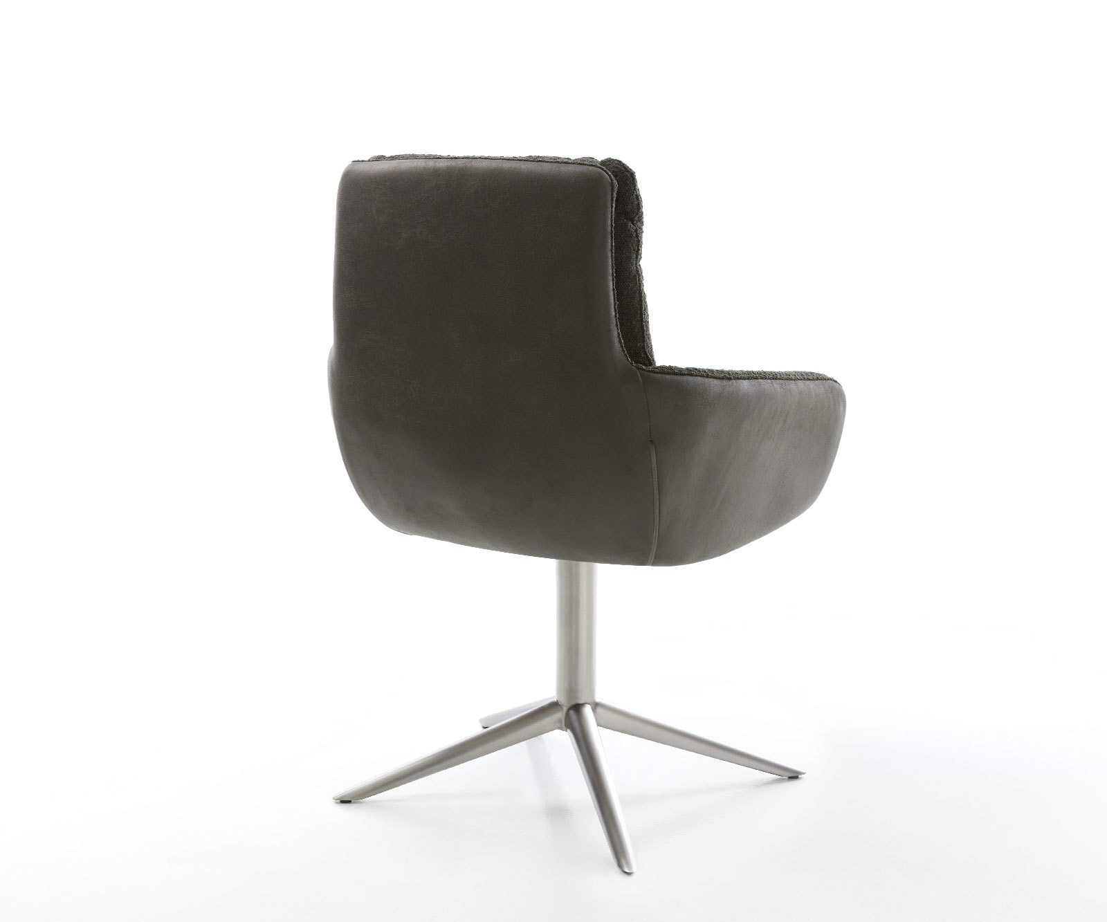 Chaise-pivotante Abelia-Flex avec accoudoirs tissu mixte noir pied de chaise 4 branches acier inoxydable brossé pivotement sur 360° fonction bascule 4