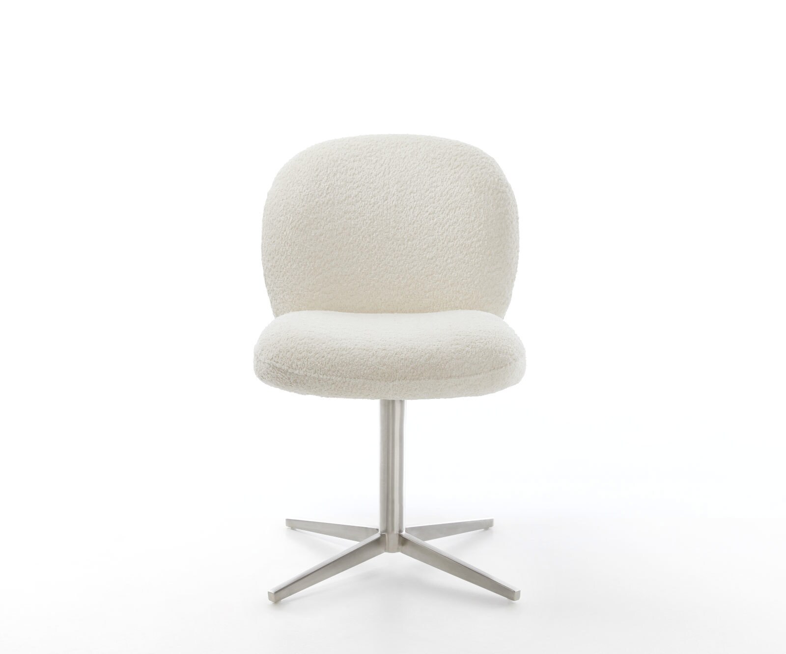 Drehstuhl Nube-Flex Bouclé Weiß Fußkreuz Edelstahl 360° drehbar Taschenfederkern 1