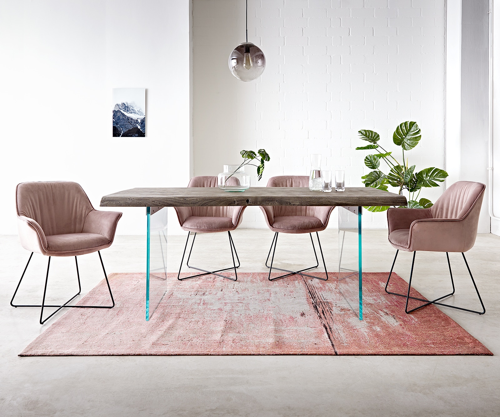 Esstisch Edge 200x100 XL Akazie Platin Glas Live-Edge 1 Esstisch Edge 200x100 XL Akazie Platin Glas Live-Edge 1