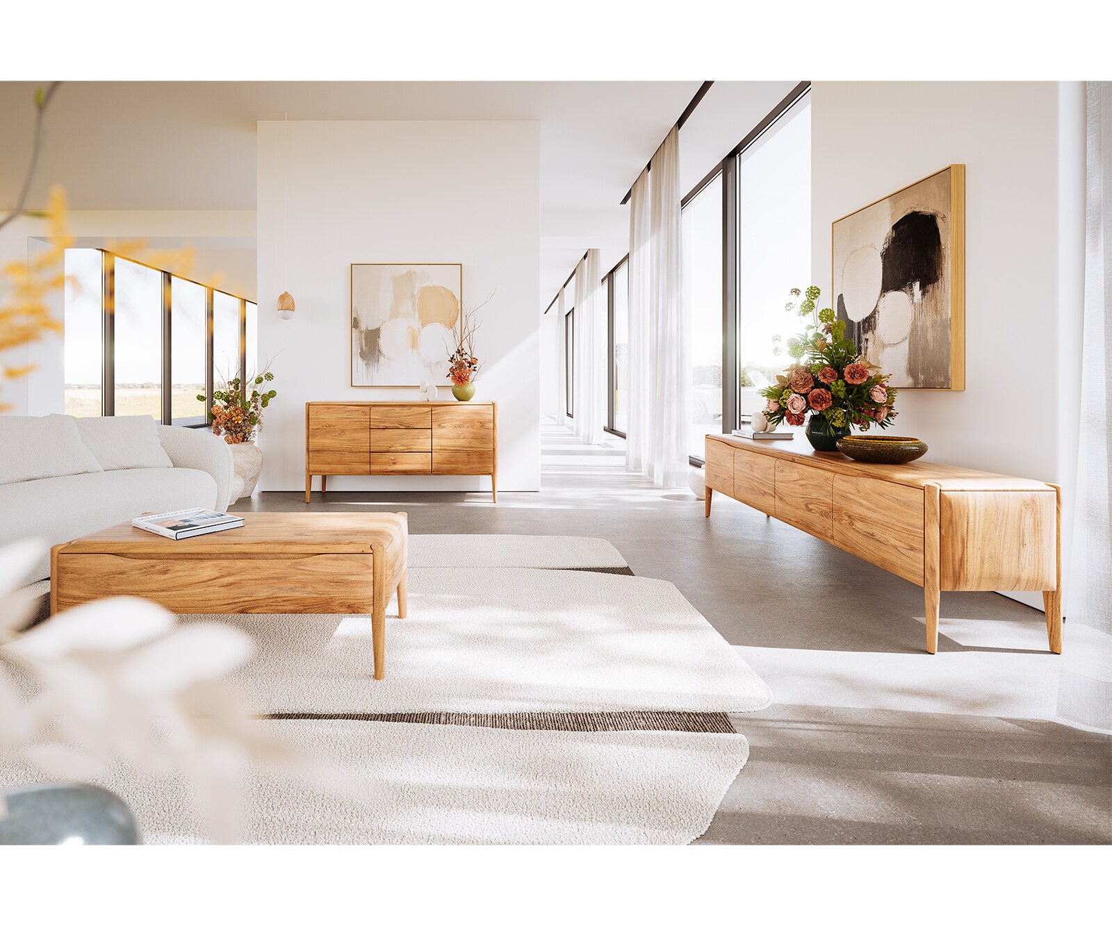 Couchtisch Simcha 90x90 cm Akazie Natur 1 Fach 6