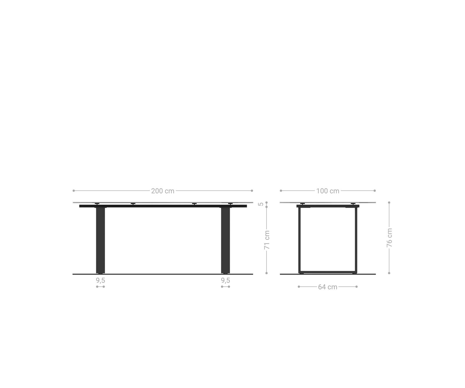 Esstisch Edge 200x100 Keramik Laminam® Statuarietto Weiß Edelstahl Schmal 8