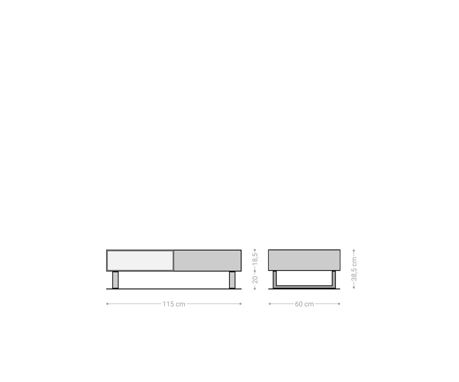 Table-basse New Live-Edge 115x60 cm acacia naturel 2 tiroirs 1 compartiment patin métal noir 5