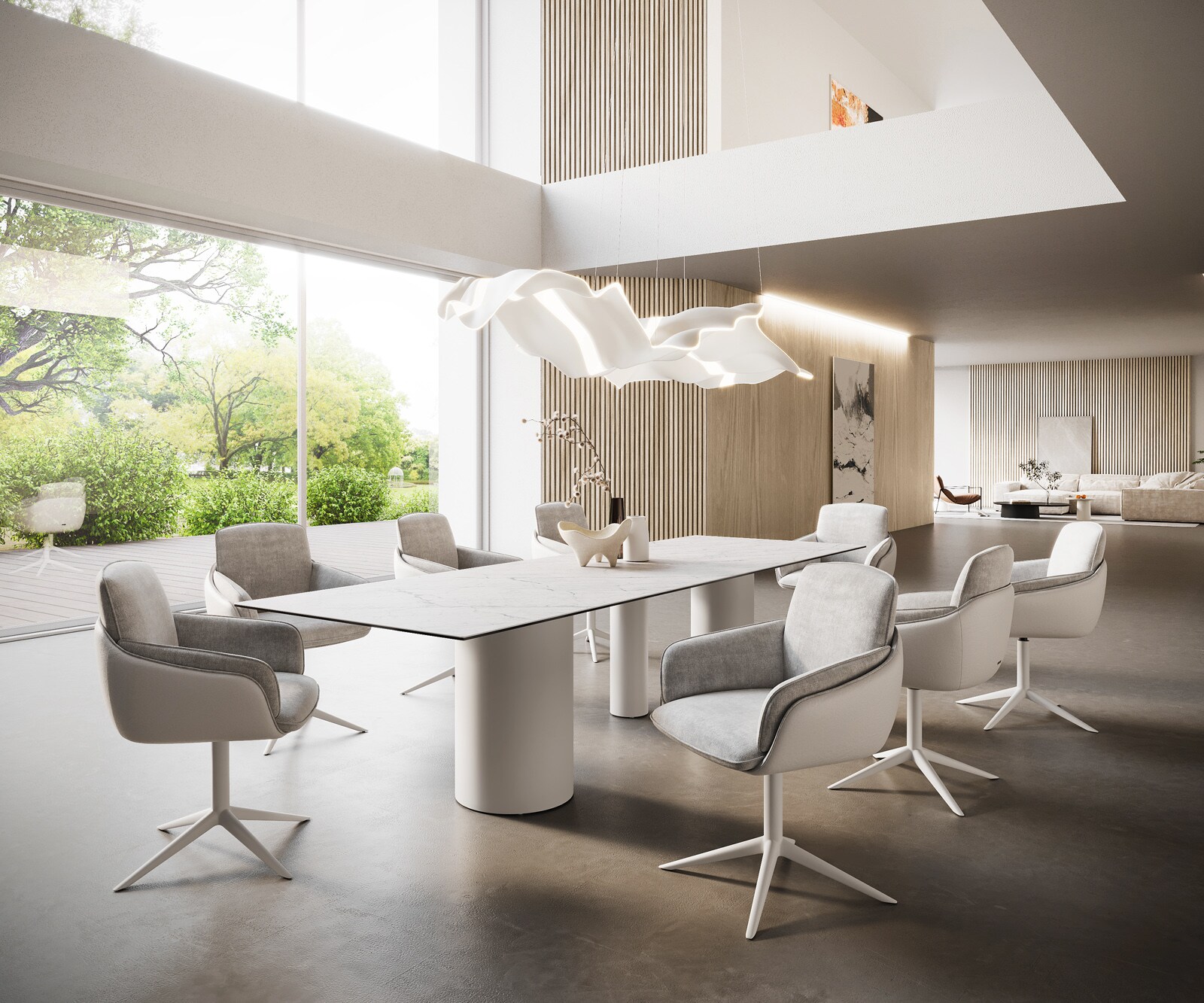 Esstisch Edge 300x100 Keramik Laminam®Statuarietto Weiß Troa Metall Weiß 6