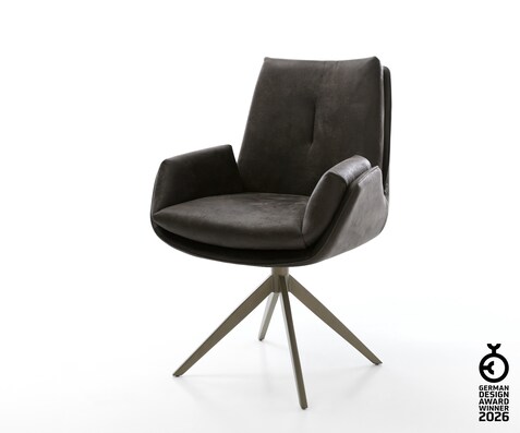 Chaise-pivotante Clea-Flex microfibre antracite vintage pied croisé large aspect titane pivotement sur 360° fonction bascule