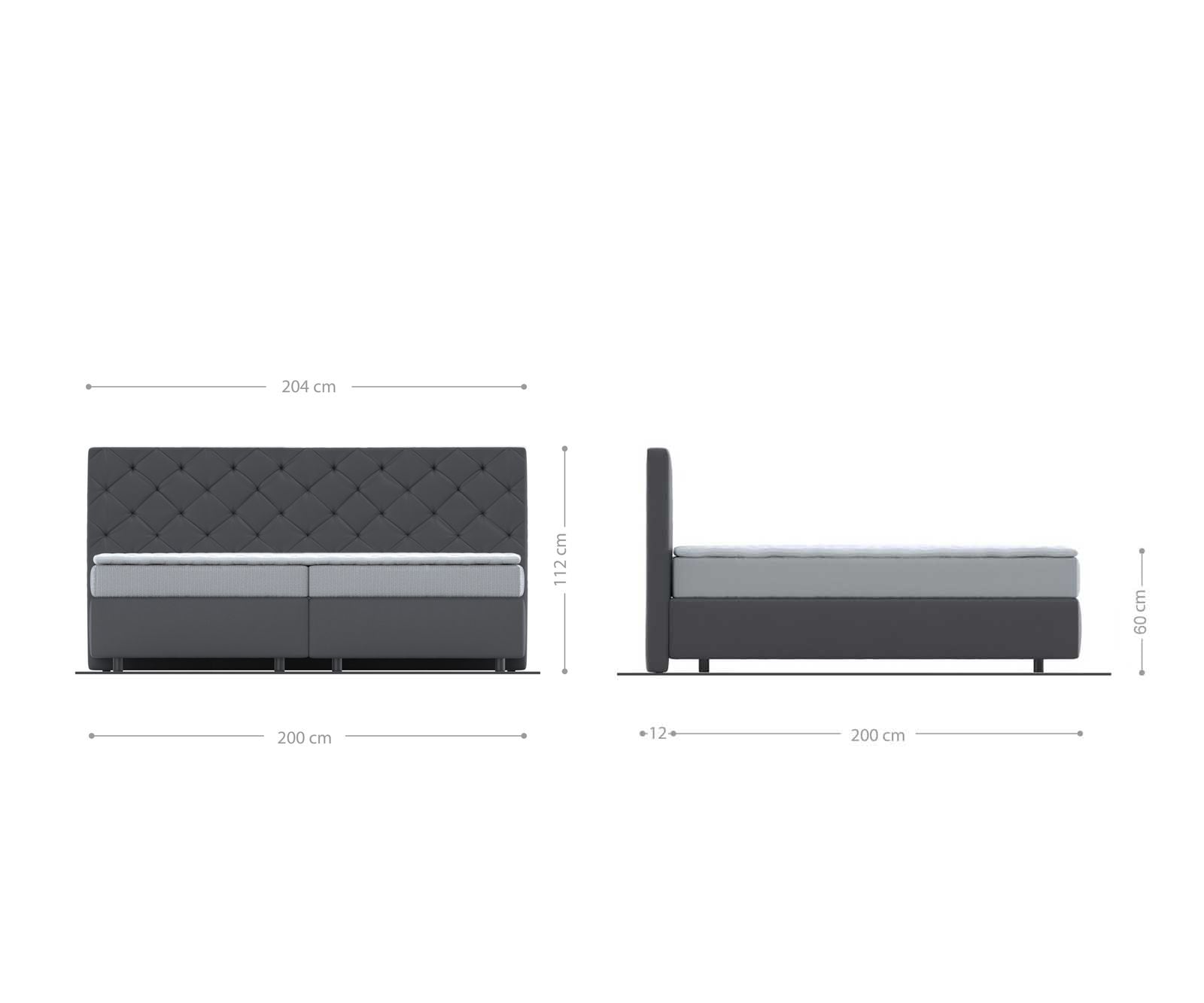 Boxspringbett Dream-Great Mikrofaser Grau 200x200 cm mit Taschenfederkernmatratze und Topper Visco 4 Boxspringbett Dream-Great Mikrofaser Grau 200x200 cm mit Taschenfederkernmatratze und Topper Visco 4