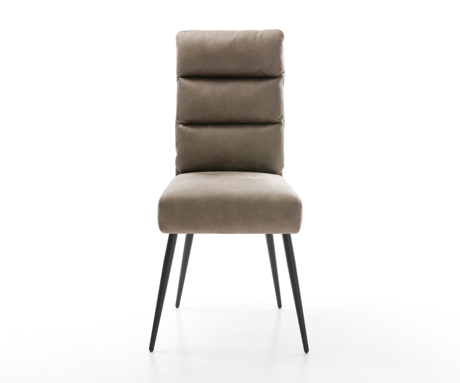 Chaise-de-salle-à-manger Pela-Flex microvelours taupe vintage 4 pieds coniques noir ressorts ensachés 2