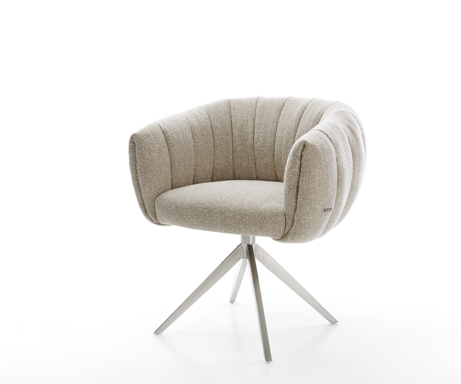 Drehstuhl Jada-Flex Webstoff Soft Beige Kreuzgestell breit Edelstahl 360° drehbar Wippfunktion Taschenfederkern 1
