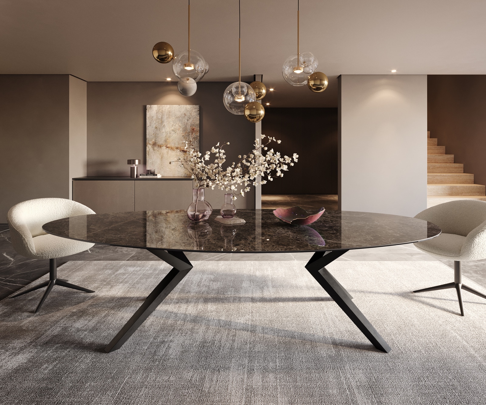 Esstisch Edge Oval 280x130 Keramik Laminam®Emperador Extra Lucidato Dunkelbraun Zenthara kantig Metall Schwarz 1 Esstisch Edge Oval 280x130 Keramik Laminam®Emperador Extra Lucidato Dunkelbraun Zenthara kantig Metall Schwarz 1