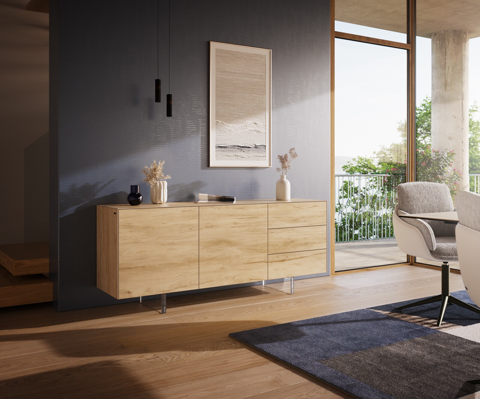 Sideboard Cuor 180 cm Keramik 2 Türen 3 Schubfächer 4
