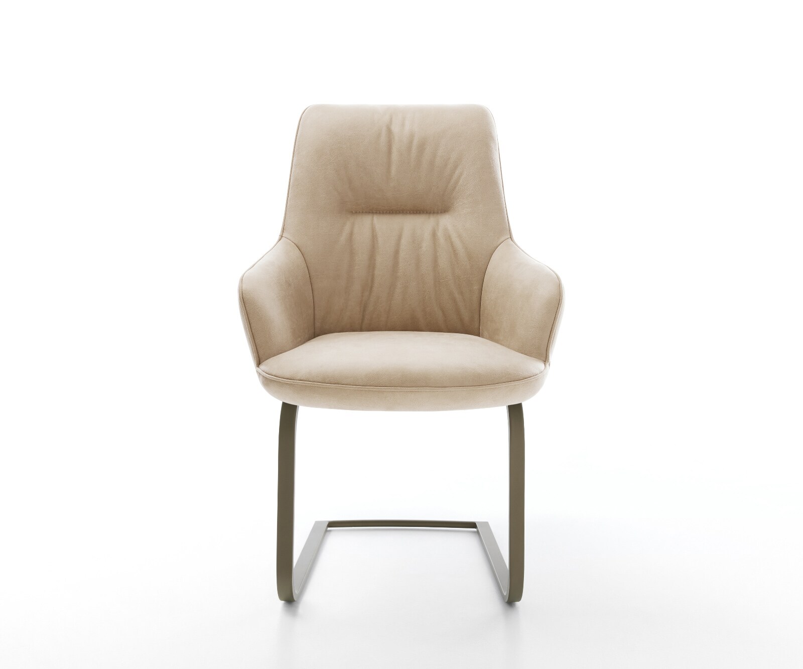 Cantilever Zelia-Flex avec accoudoirs microfibre beige vintage pied cantilever plat aspect titane ressorts ensachés 2