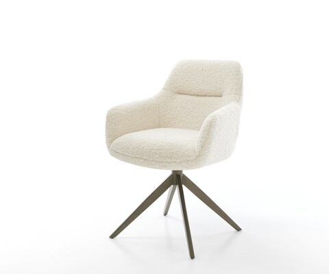Chaise-pivotante Pejo-Flex tissu teddy beige pied croisé large aspect titane pivotement sur 360° fonction bascule resorts ensachés