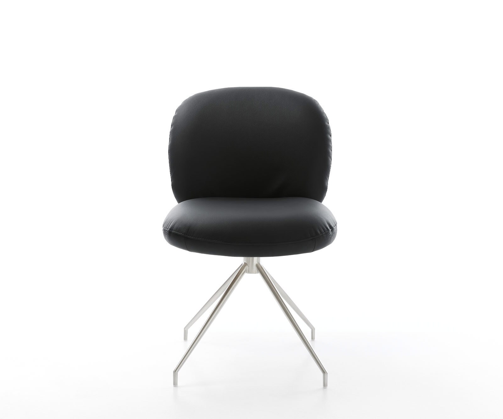 Chaise-pivotante Nube-Flex cuir de vache noir pied croisé conique acier inoxydable brossé pivotement sur 180° ressorts ensachés 2 Chaise-pivotante Nube-Flex cuir de vache noir pied croisé conique acier inoxydable brossé pivotement sur 180° ressorts ensachés 2