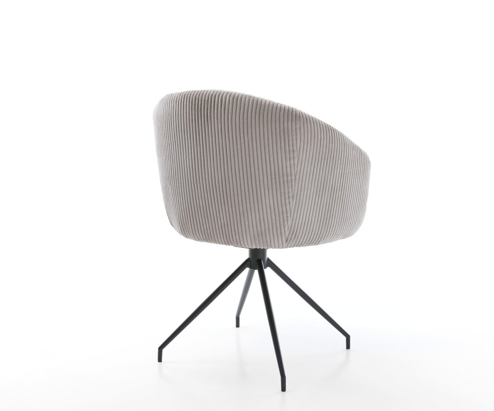 Chaise-pivotante Caja-Flex avec accoudoirs côtelé gris argenté pied croisé conique noir pivotement sur 180° ressorts ensachés 5