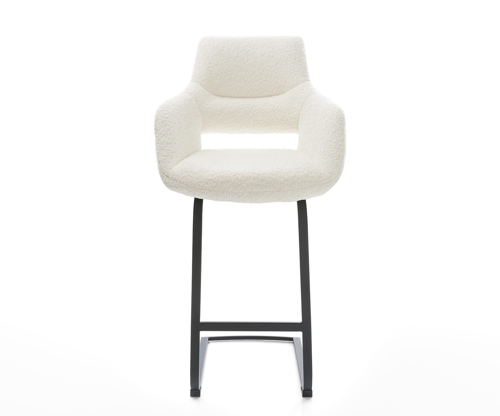 Barstuhl Yago-Flex Bouclé Weiß Freischwinger flach Metall Schwarz Taschenfederkern 2