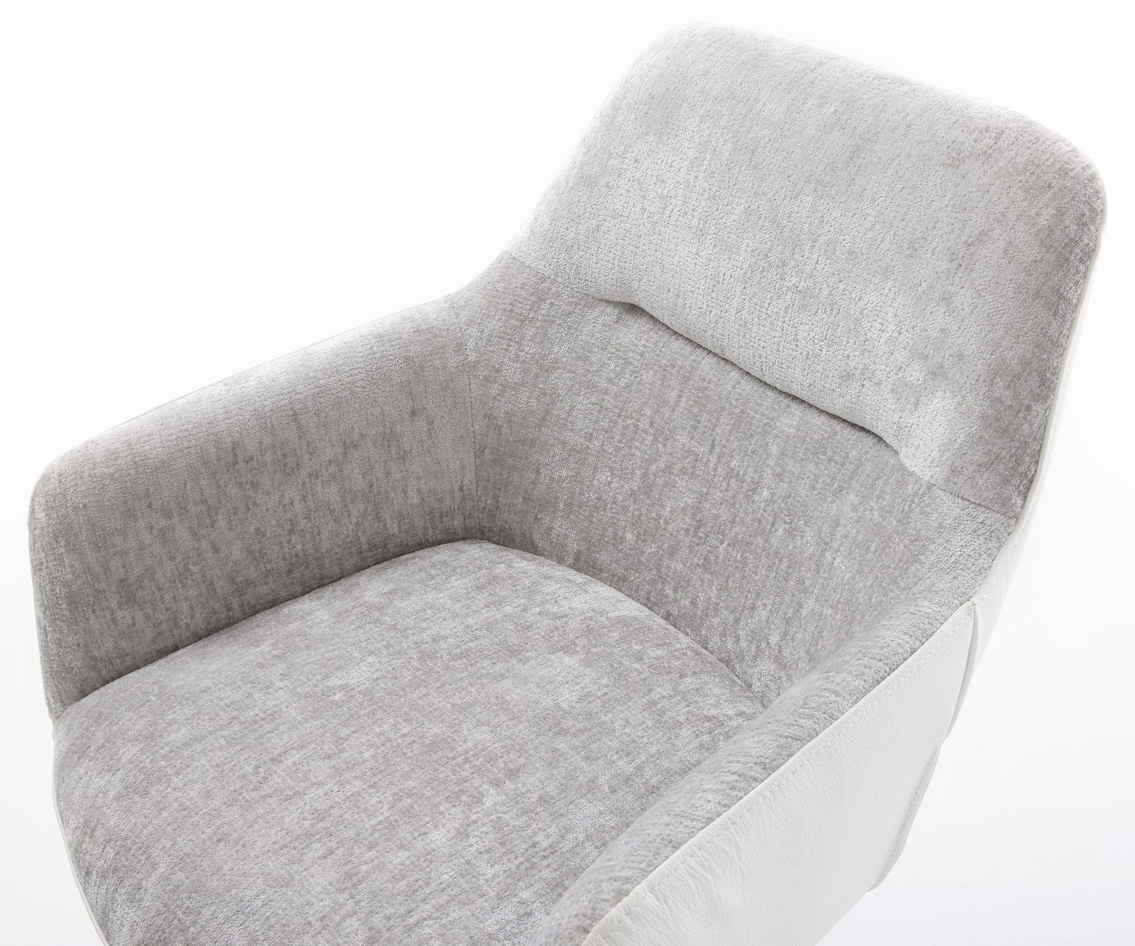 Cantilever Pejo-Flex tissu mixte cuir de vache blanc-gris argenté pied cantilever plat blanc ressorts ensachés 3 Cantilever Pejo-Flex tissu mixte cuir de vache blanc-gris argenté pied cantilever plat blanc ressorts ensachés 3