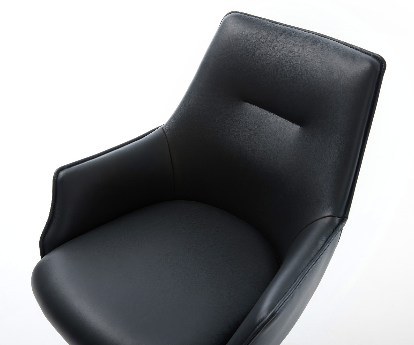 Chaise-pivotante Alja-Flex avec accoudoirs cuir de vache noir pied de chaise 4 branches aspect titane pivotement sur 360° ressorts ensachés 3