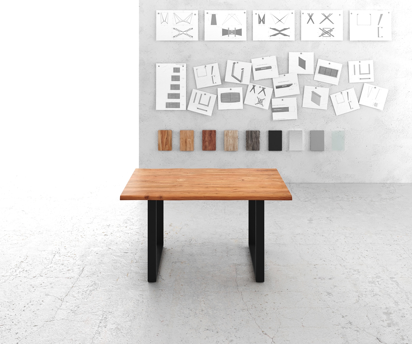 Esstisch Edge 140x90 Akazie Natur Metall schwarz Live-Edge 1 Esstisch Edge 140x90 Akazie Natur Metall schwarz Live-Edge 1