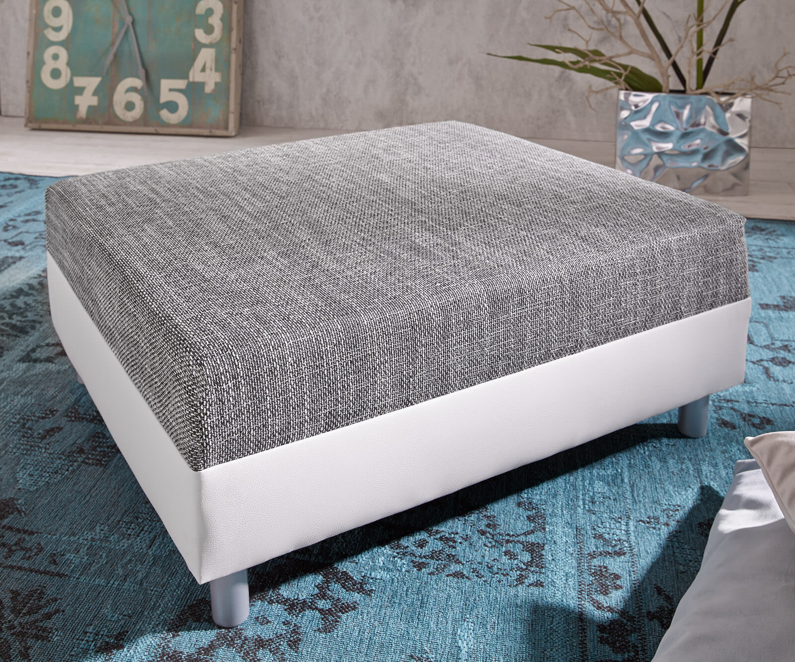 Hocker Clovis B98 x T83 Weiss/Hellgrau Modul Strukturstoff