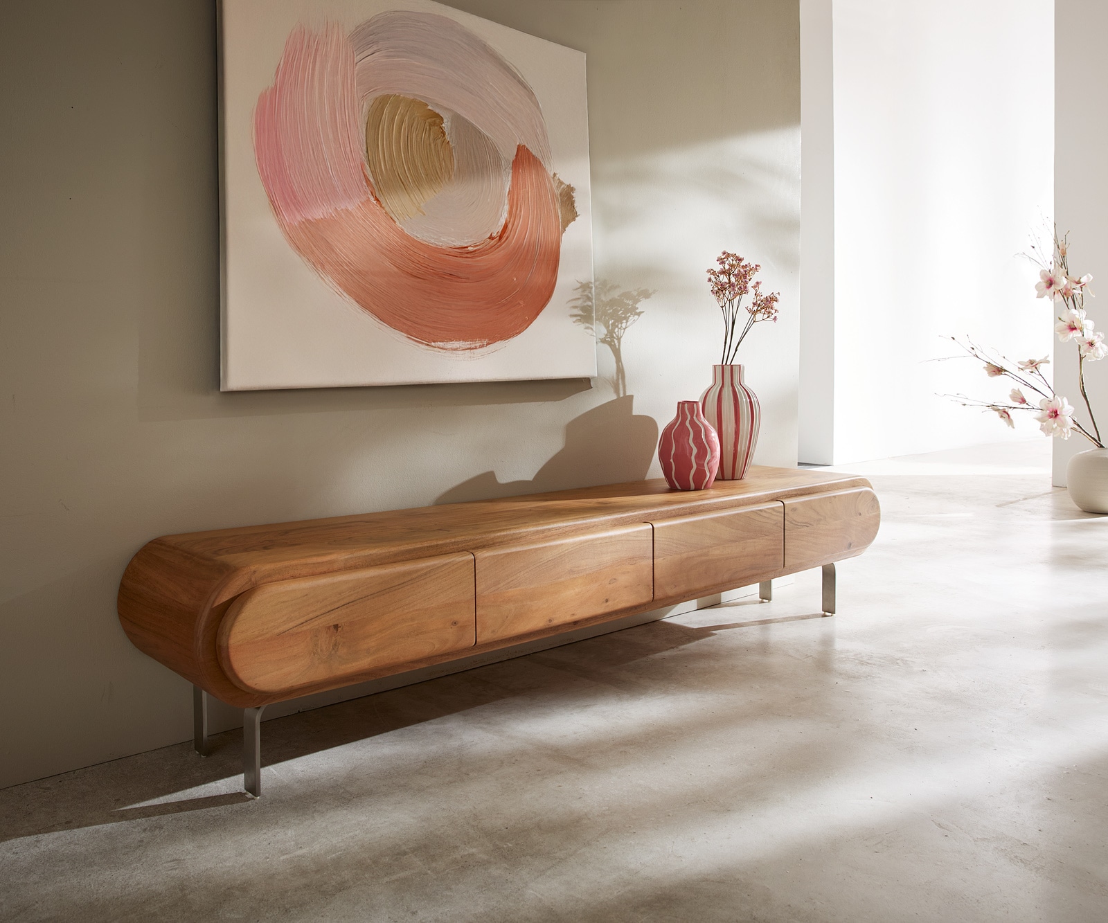 Lowboard Sohara 175 cm Akazie Natur 4 Türen 2 Lowboard Sohara 175 cm Akazie Natur 4 Türen 2