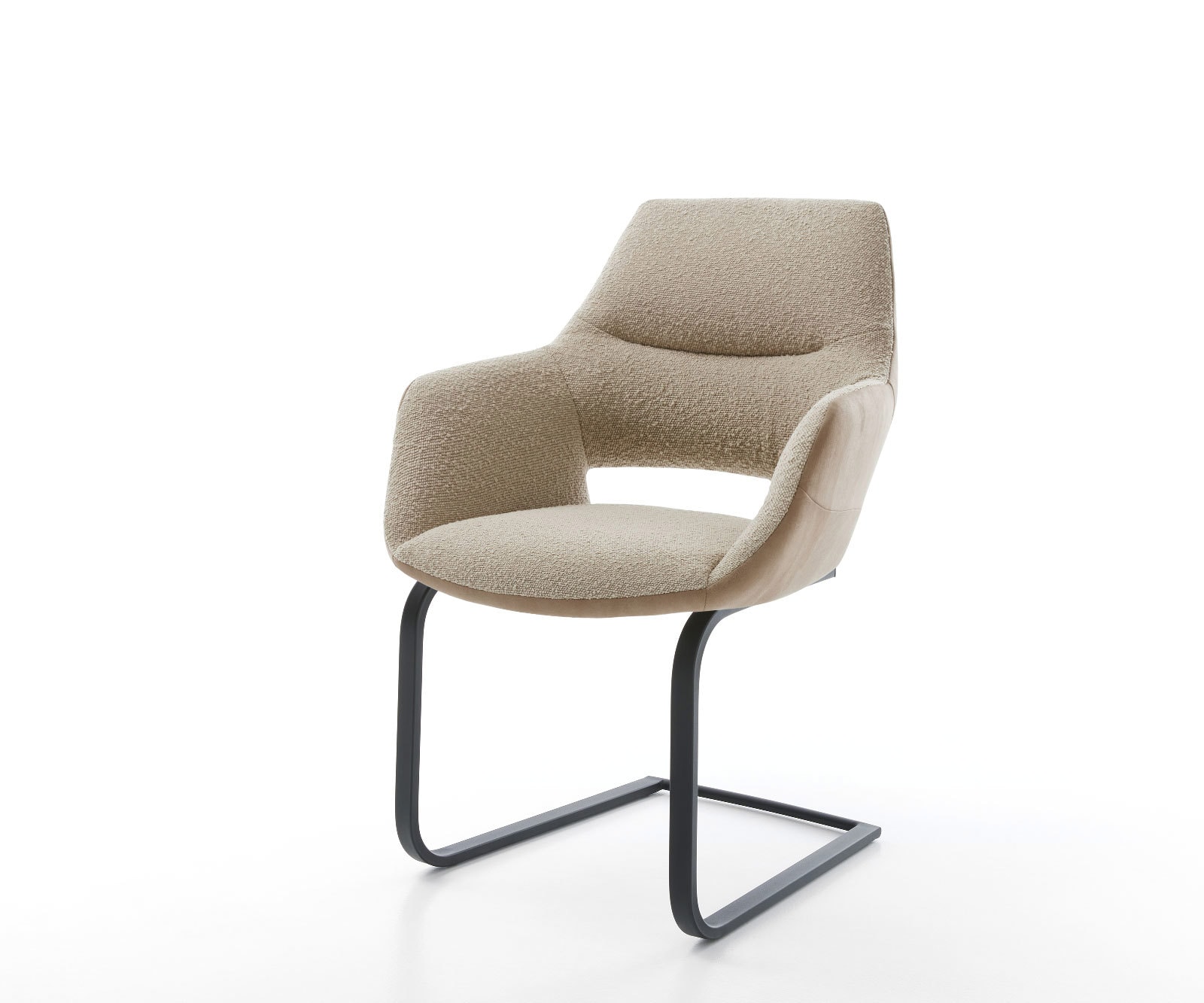 Freischwinger Yago-Flex mit Armlehnen Materialmix Schlamm Freischwinger flach Schwarz Taschenfederkern 1