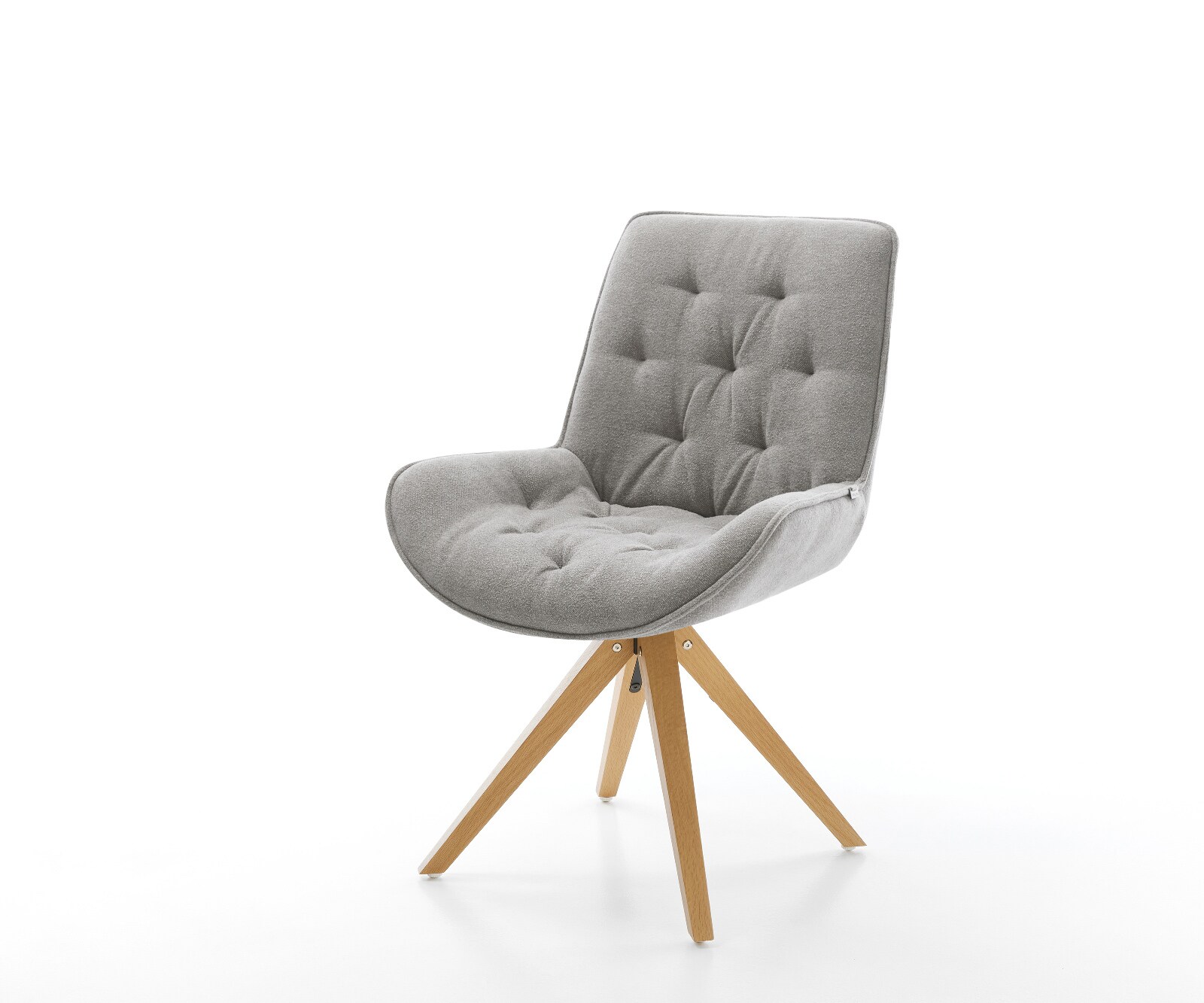 Drehstuhl Taimi-Flex Strukturstoff Soft Grau Holzgestell kantig Natur 180° drehbar 1