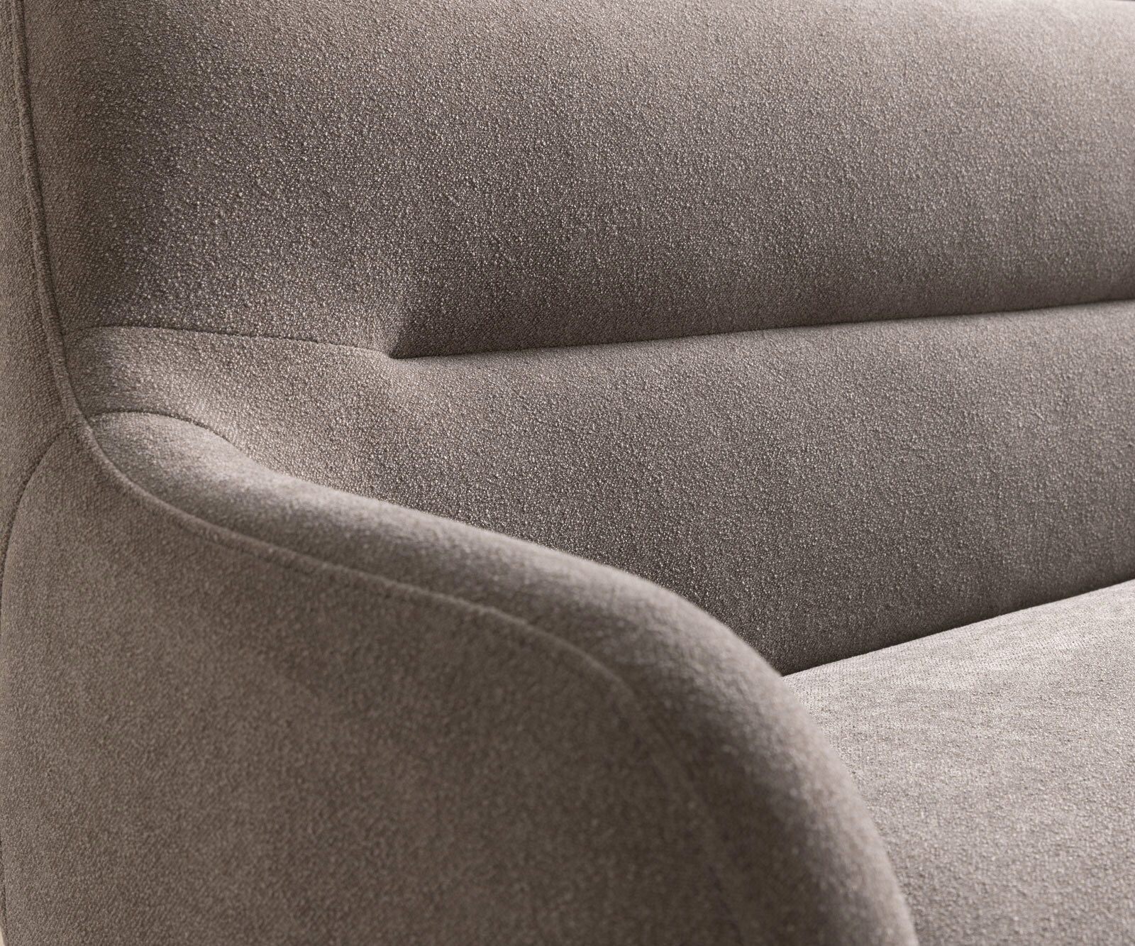 Banc-de-salle-à-manger Taya-Flex 300 cm tissu structuré doux taupe pied croisé angulaire noir ressort ensaché 7