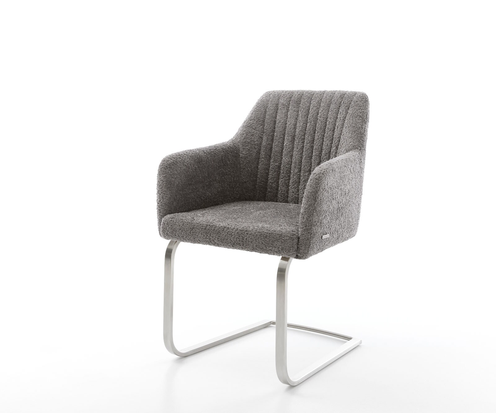 Schwingstuhl Greg-Flex Bouclé Grau Freischwinger flach Edelstahl