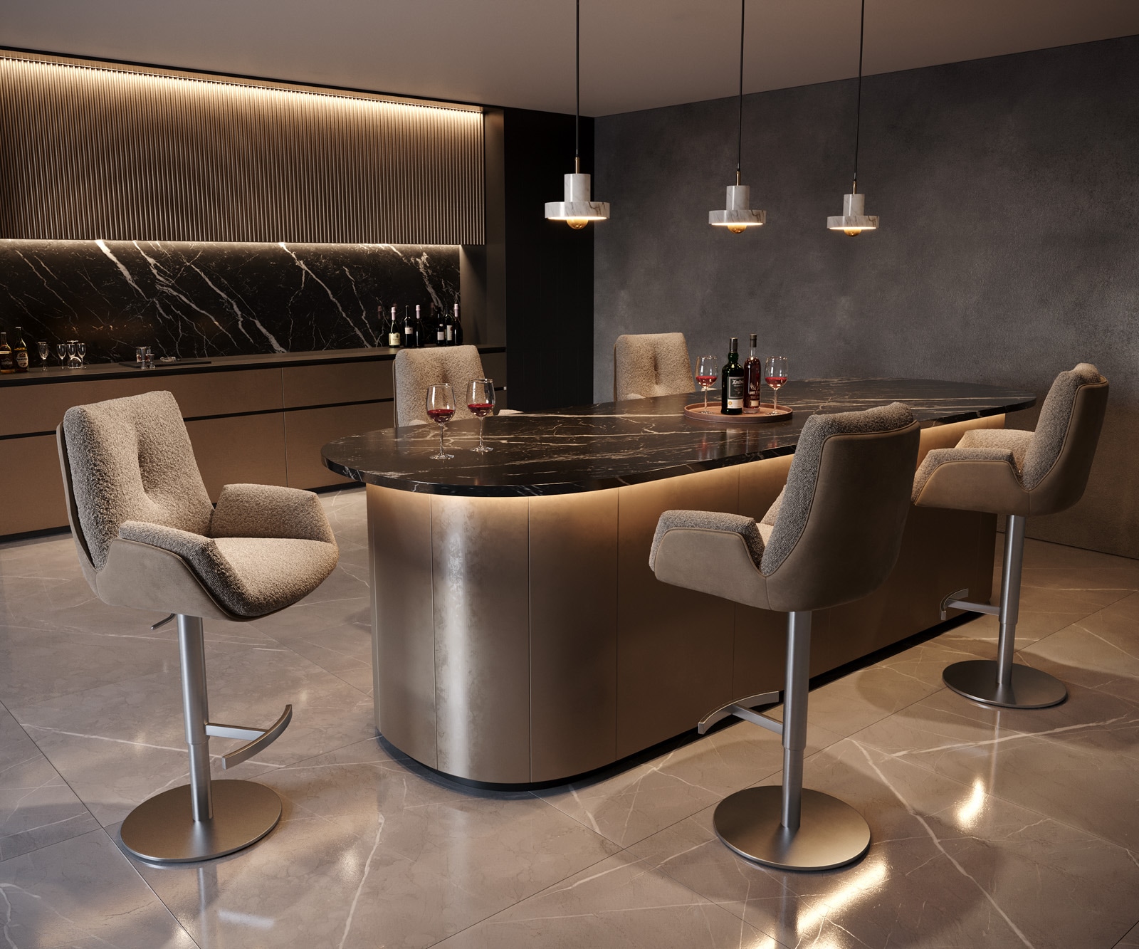 Barstuhl Clea-Flex Materialmix Schlamm Drehfuß höhenverstellbar Edelstahl drehbar Taschenfederkern 3 Barstuhl Clea-Flex Materialmix Schlamm Drehfuß höhenverstellbar Edelstahl drehbar Taschenfederkern 3