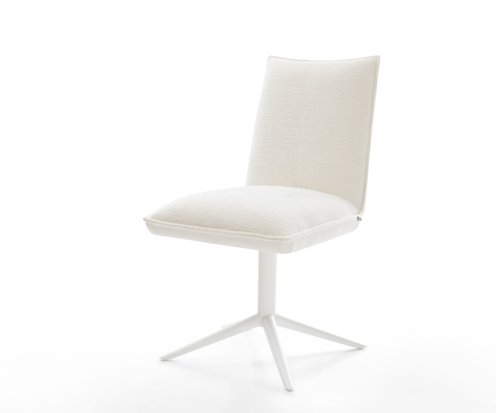 Drehstuhl Lelio-Flex Bouclé Soft Beige Fußkreuz Weiß 360° drehbar Wippfunktion Taschenfederkern 1