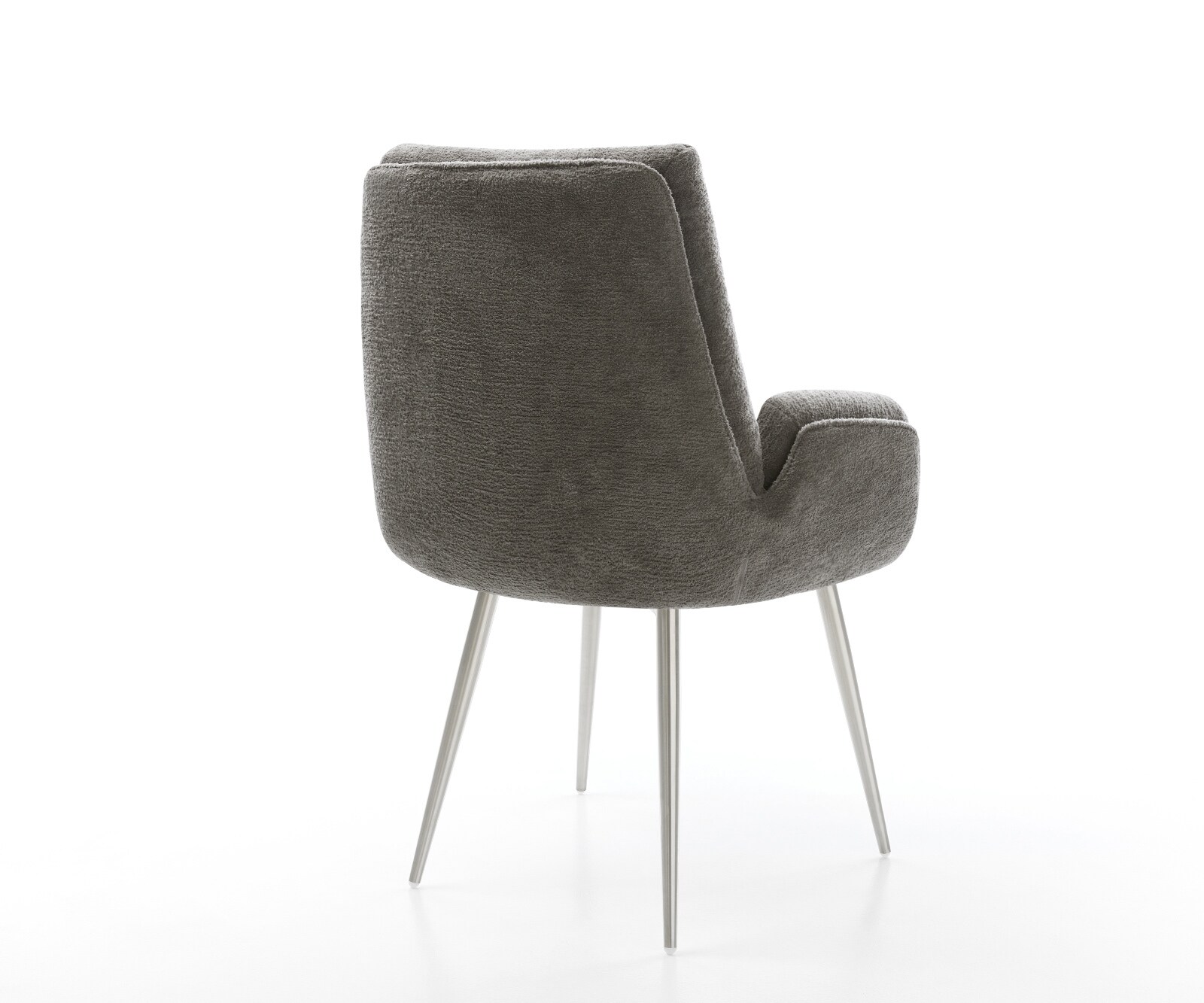 Chaise-de-salle-à-manger Clea-Flex bouclé doux couleur boue 4 pieds coniques acier inoxydable 4