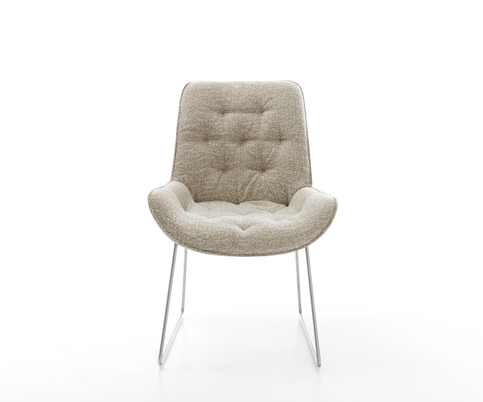 Esszimmerstuhl Taimi-Flex Webstoff Soft Beige Kufengestell Edelstahl 2