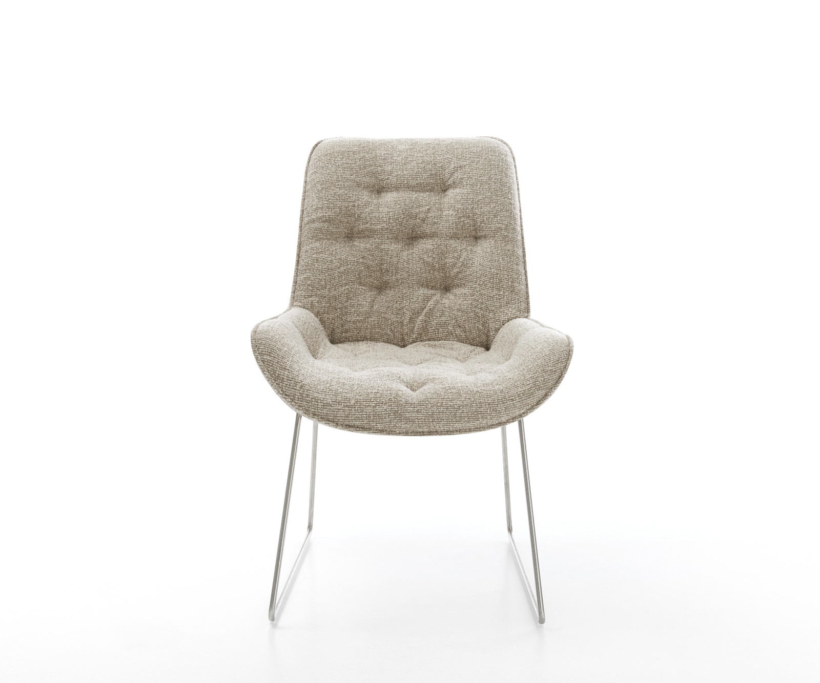 Esszimmerstuhl Taimi-Flex Webstoff Soft Beige Kufengestell Edelstahl 2