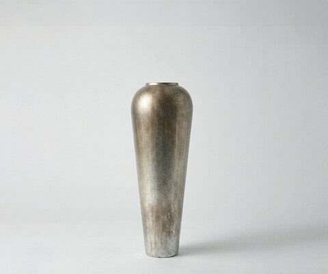 Vase Tavera l24 x P24 x H70 cm Métal Platin Aurum Fait main