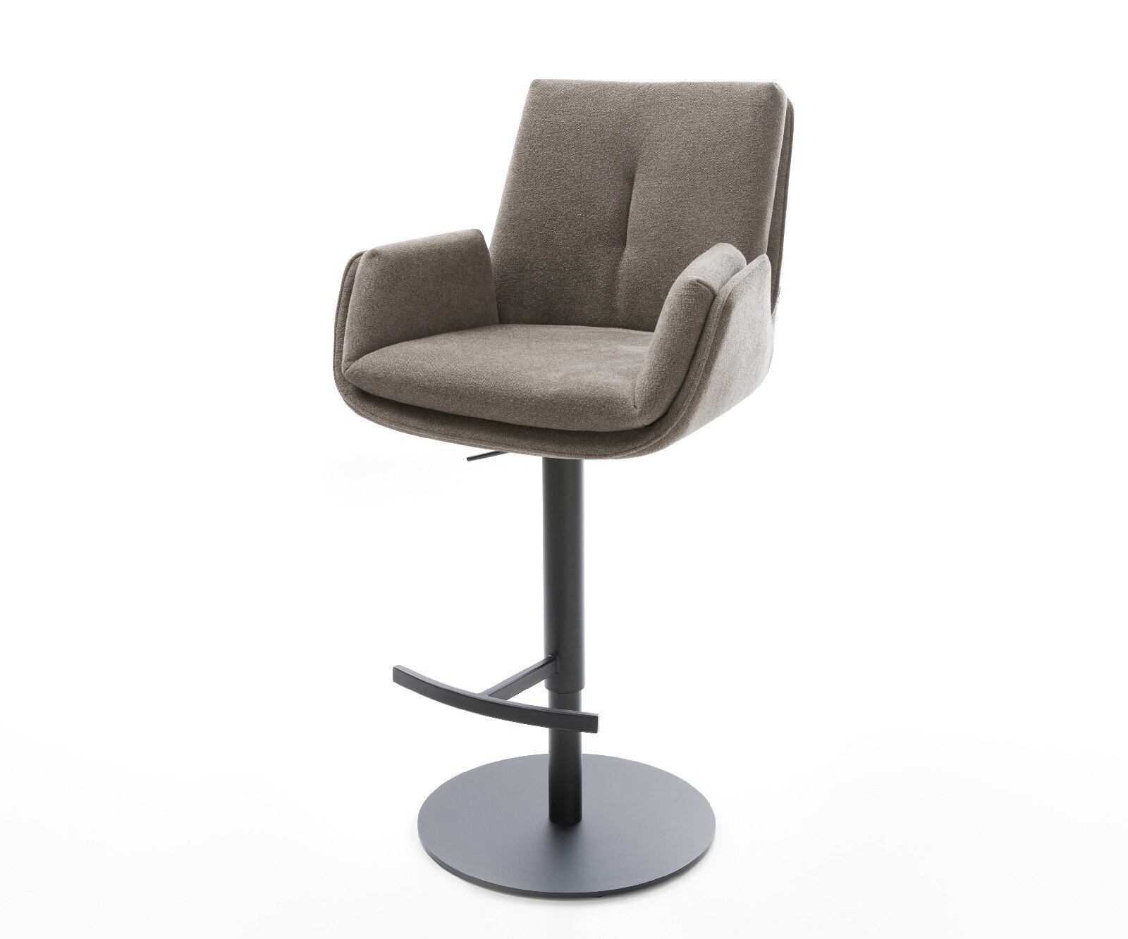 Barstuhl Clea-Flex Strukturstoff Soft Taupe Drehfuß höhenverstellbar Metall Schwarz 1